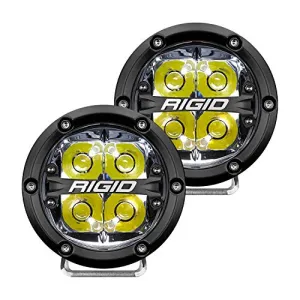 Rigid Industries 36113 360-Series LED Off-Road Light 4 in Spot Beam for High Speed 50 MPH Plus White Backlight Pair