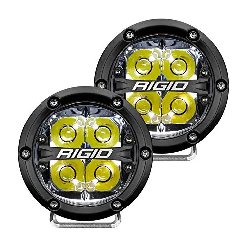 Rigid Industries 36113 360-Series LED Off-Road Light 4 in Spot Beam for High Speed 50 MPH Plus White Backlight Pair