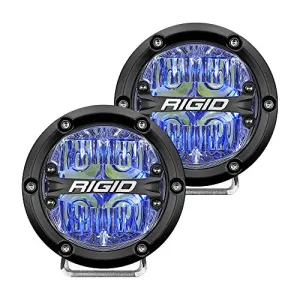 Rigid Industries 36119 360-Series LED Off-Road Light; 4 in; Drive Beam; For Moderate Speed 20-50 MPH Plus; Blue Backlight; Pair;