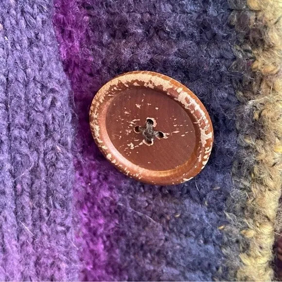 Rip Curl Purple and Gold Knit Sweater Cardigan with Hood, size Medium