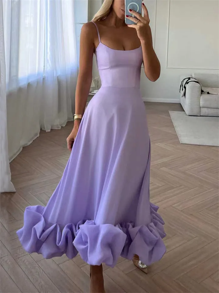 Romantic Rose Pleated Backless Midi Dress