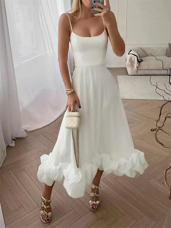 Romantic Rose Pleated Backless Midi Dress