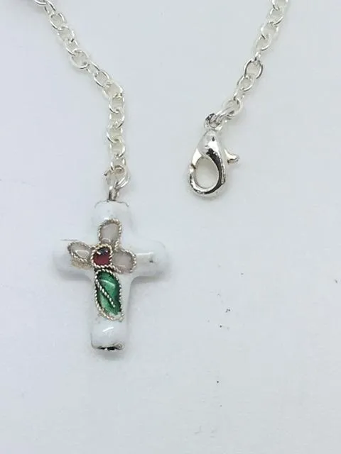 Rose Cloisonne Rosary Bracelet (7")