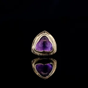 Rose Cut Amethyst in White Gold Scalloped Sandman - 14ga Threaded end