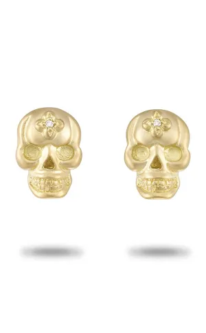 Roses Never Die Skull Stud Earrings – Diamond