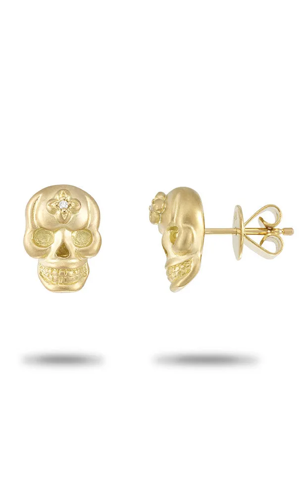 Roses Never Die Skull Stud Earrings – Diamond