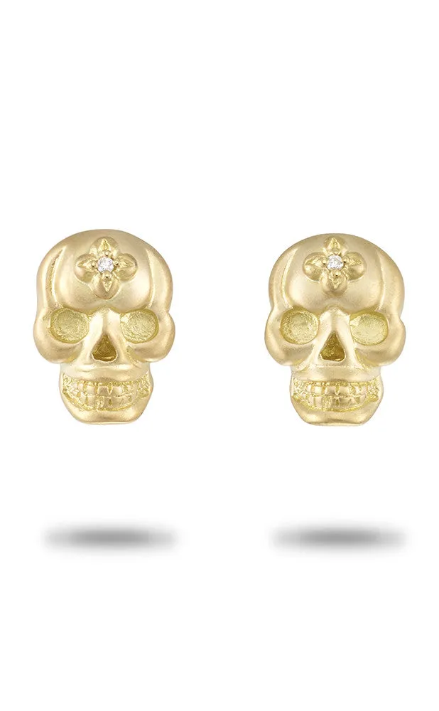 Roses Never Die Skull Stud Earrings – Diamond
