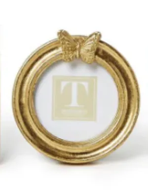 Round Golden Butterfly Photo Frame