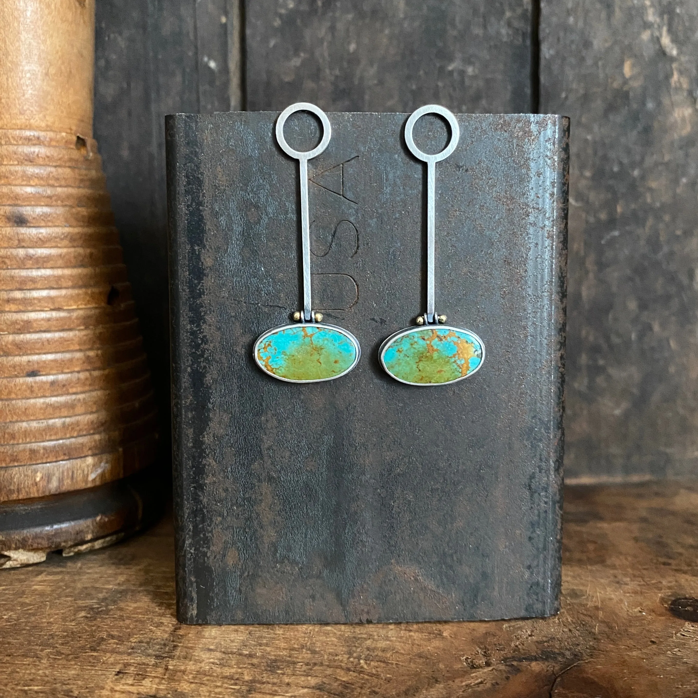 Round Wand Earrings with Turquoise