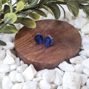 Royal Blue Flat Faced Circle Studs