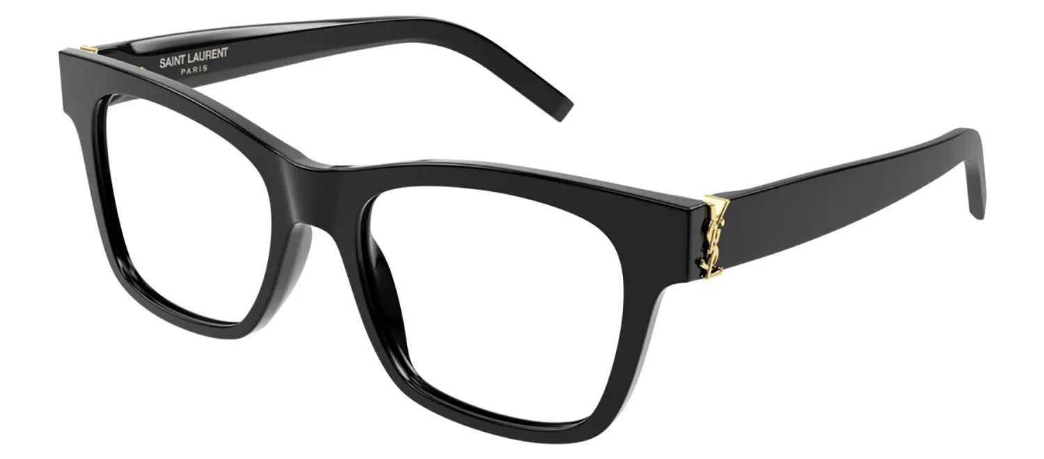 Saint Laurent MONOGRAM SL M118O 001 Square Plastic Black Eyeglasses with Logo Stamped Demo Lenses