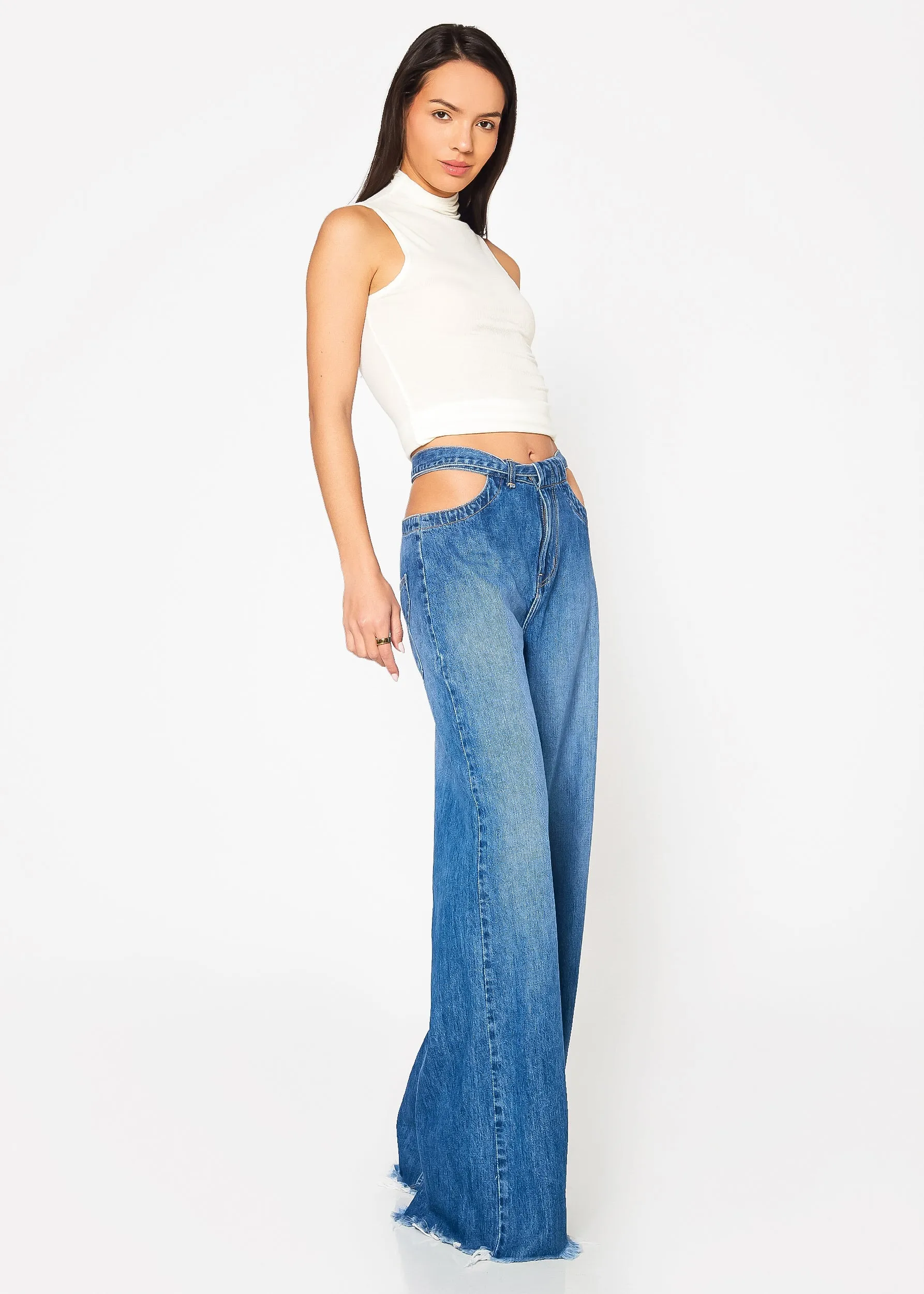 Salina High Rise Cut Out Wide Leg Jeans