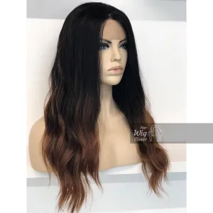 Samantha | Black Brown Ombre Wavy Lace Front Wig 24"