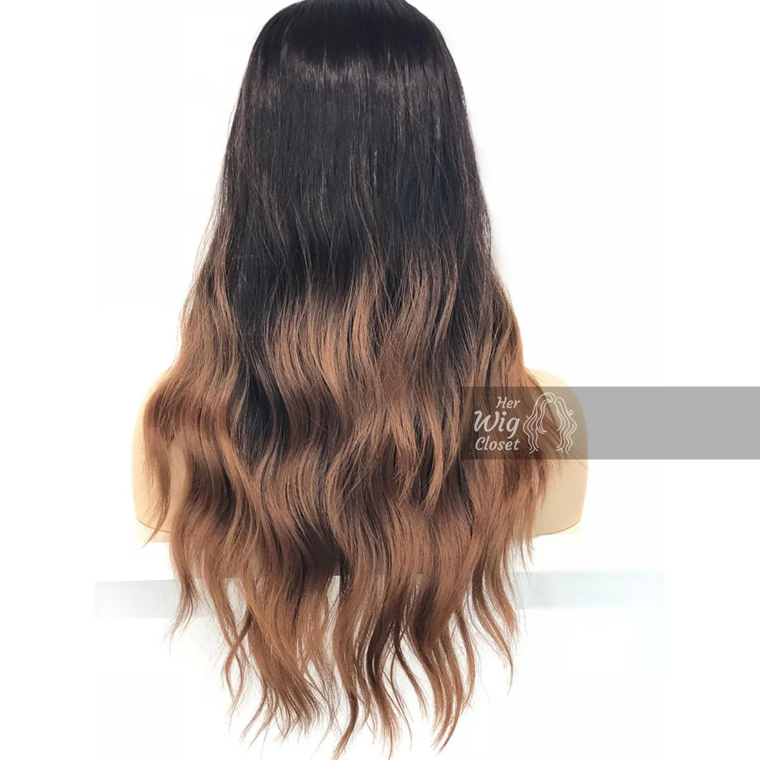 Samantha | Black Brown Ombre Wavy Lace Front Wig 24"