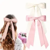 Satin Hair Ribbon Clip - 5.5"