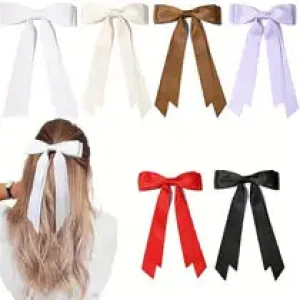 Satin Hair Ribbon Clip - 5.5"