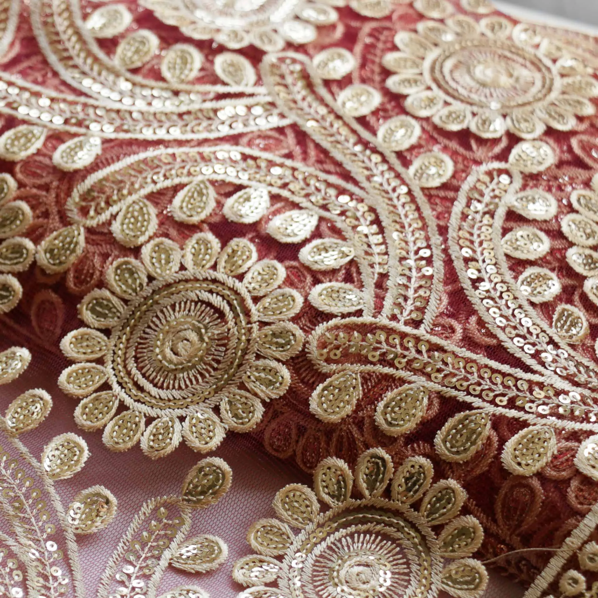 Sequin Tulle Fabric - Maroon or pink