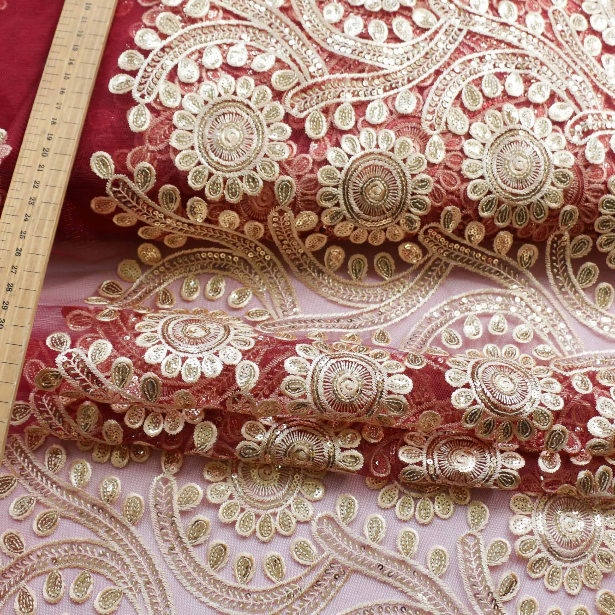 Sequin Tulle Fabric - Maroon or pink