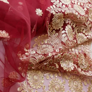 Sequin Tulle Fabric - Maroon or pink