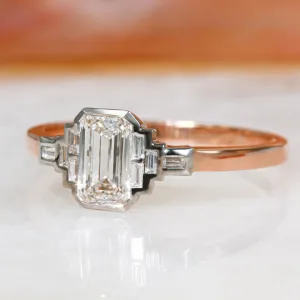 Shemesh Plain Band Natural Emerald  Diamond Engagement Ring