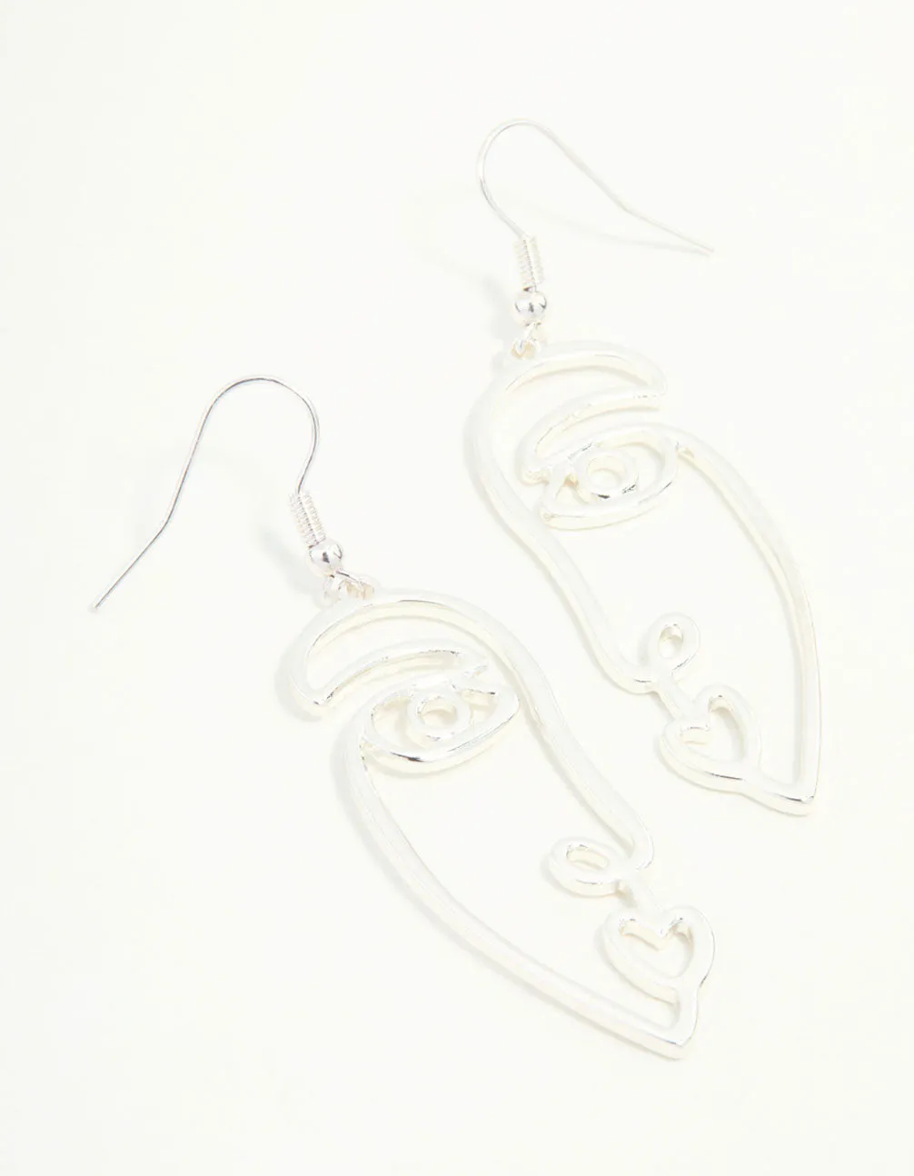 Silver Face Drop Earrings