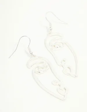 Silver Face Drop Earrings