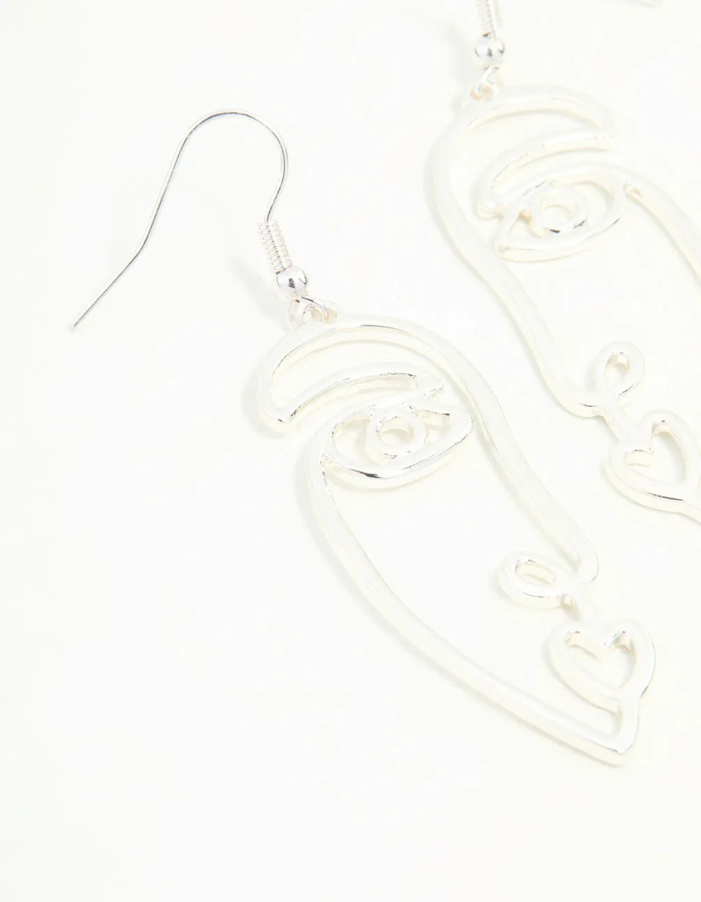 Silver Face Drop Earrings