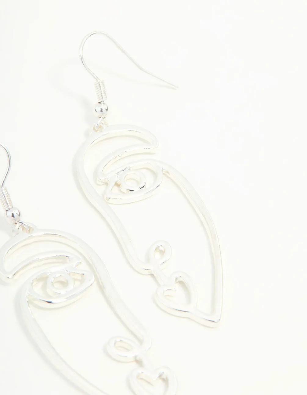 Silver Face Drop Earrings