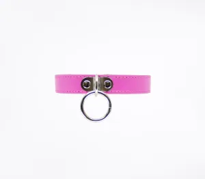 Silver O Ring Pink Faux Leather Choker COL22PNK
