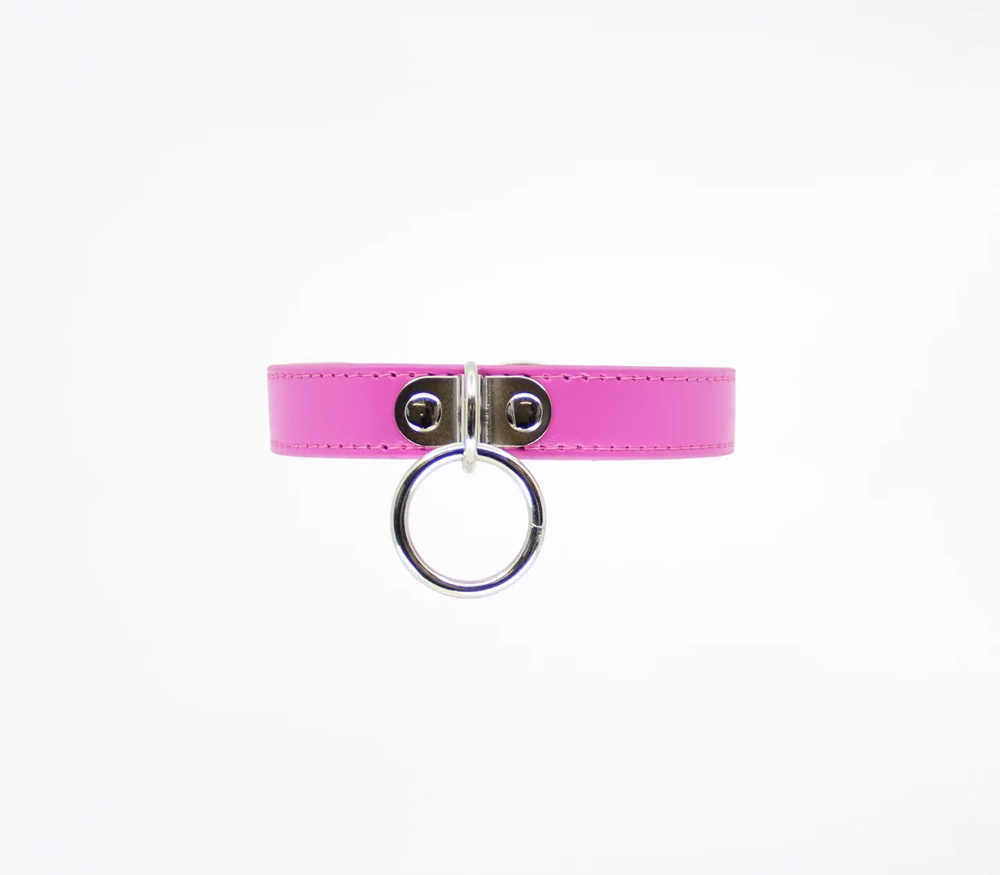 Silver O Ring Pink Faux Leather Choker COL22PNK