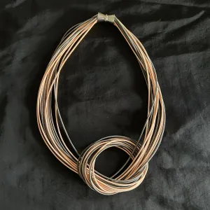 SL- Peach and Grey Corded Necklace