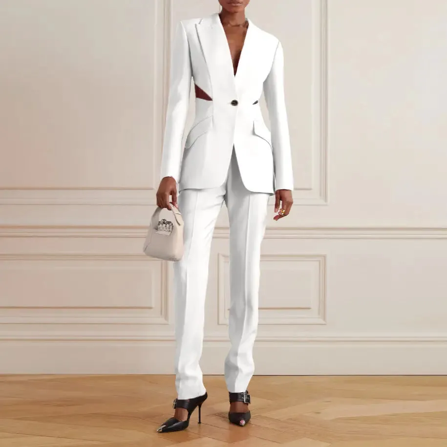 Slimming Hollowed-out Suit Pants - Fashionable Leg-showing Design