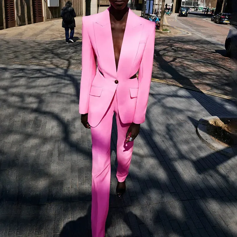 Slimming Hollowed-out Suit Pants - Fashionable Leg-showing Design