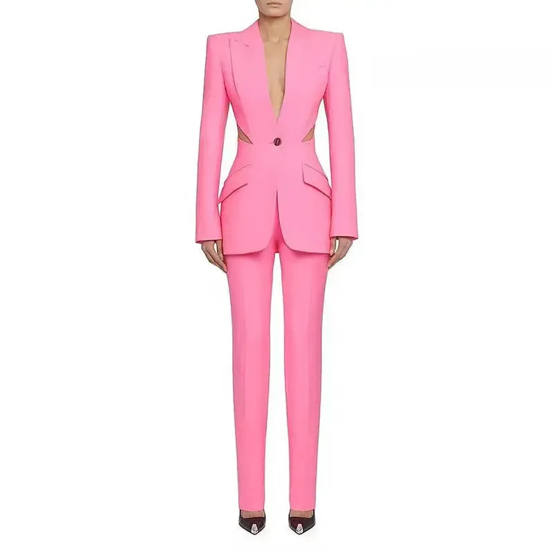 Slimming Hollowed-out Suit Pants - Fashionable Leg-showing Design