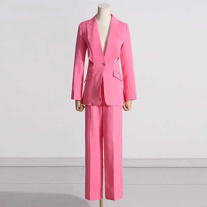Slimming Hollowed-out Suit Pants - Fashionable Leg-showing Design