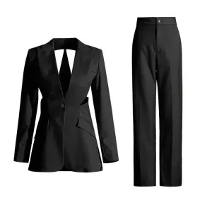 Slimming Hollowed-out Suit Pants - Fashionable Leg-showing Design
