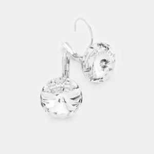 Small Clear Genuine Austrian Crystal Drop Earrings on Silver | 0.4" x 0.8" | 373311