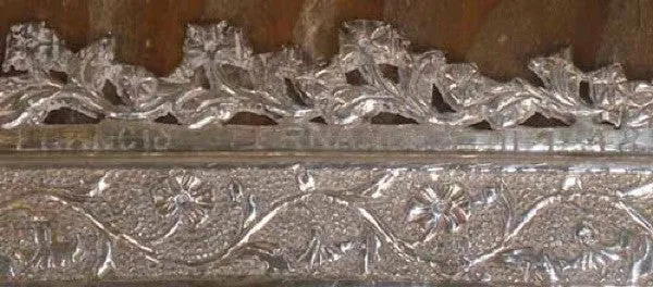 Small Indo-Portuguese Silver Mounted Wood Frame