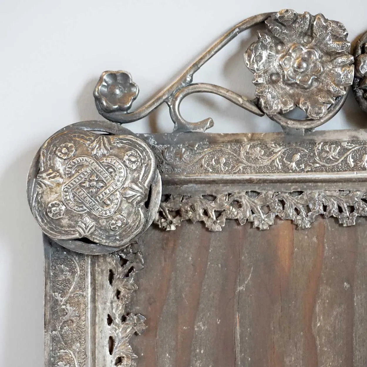 Small Indo-Portuguese Silver Mounted Wood Frame