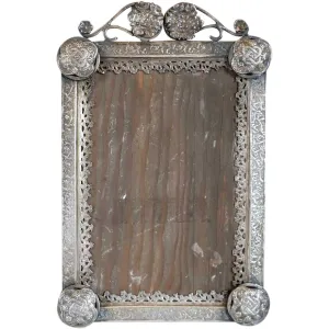 Small Indo-Portuguese Silver Mounted Wood Frame