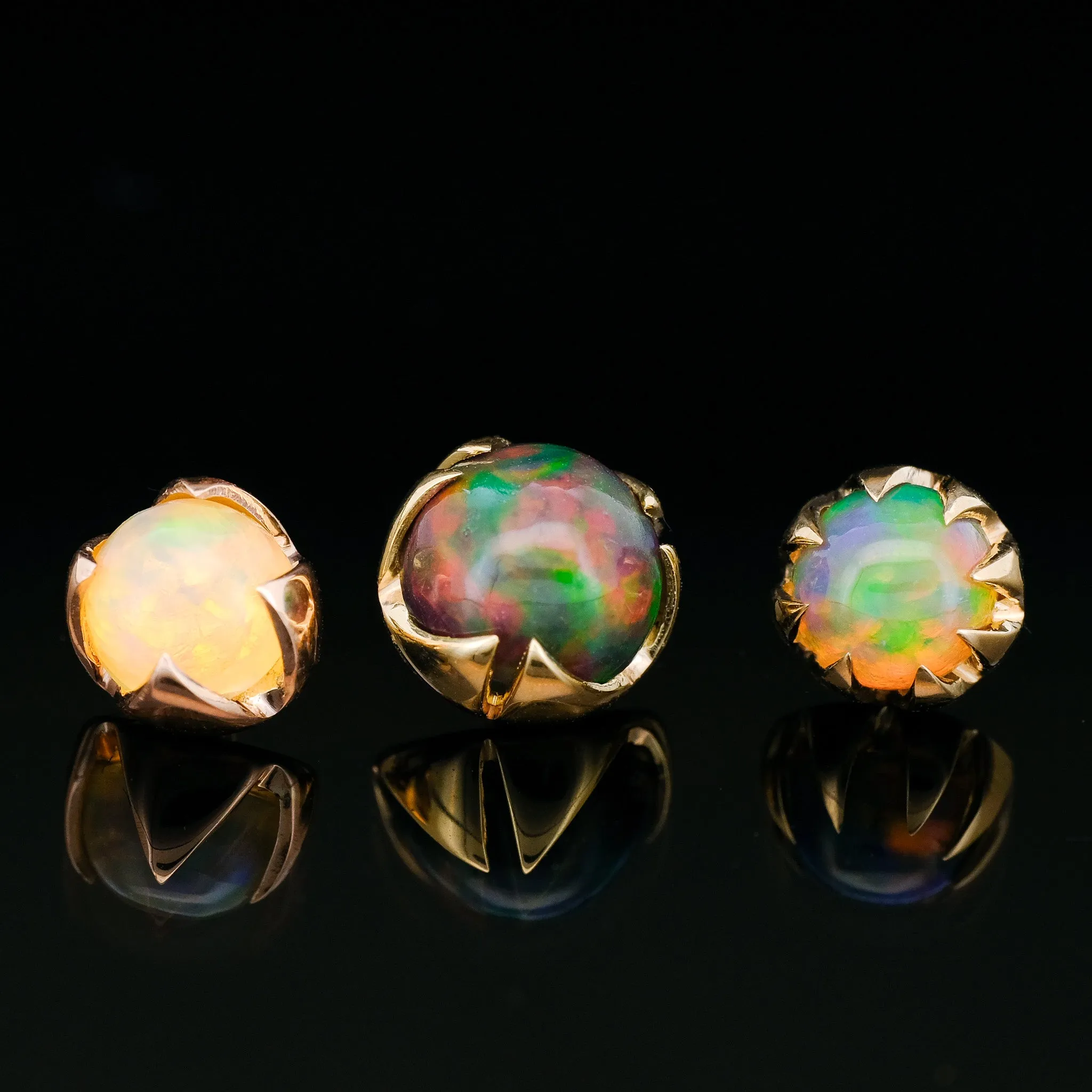Small Light Opal in Rose Gold - 14ga Threaded end