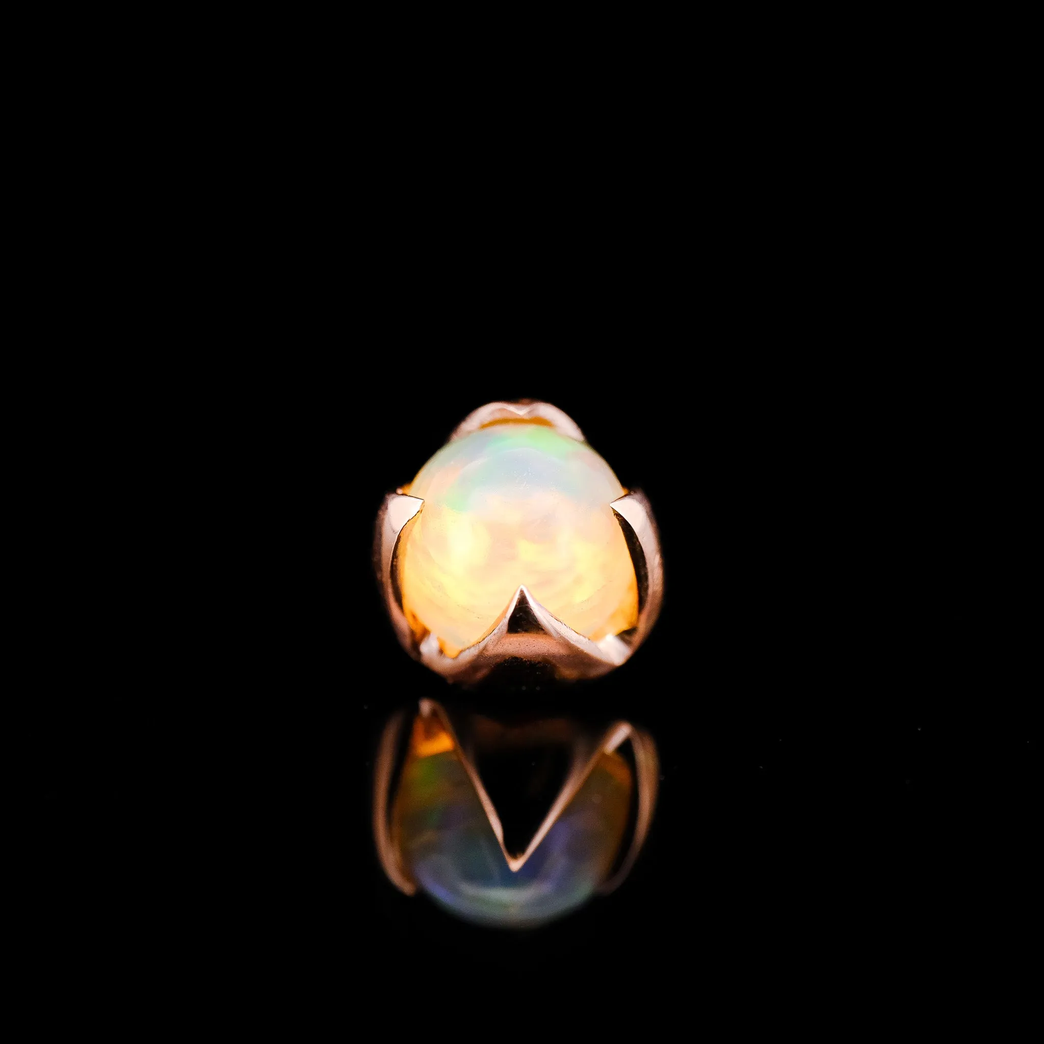 Small Light Opal in Rose Gold - 14ga Threaded end