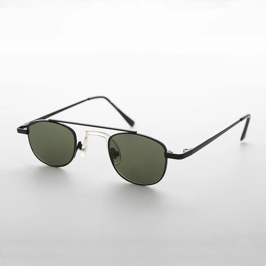 Small Square Aviator Sunglass Vintage with Silicone Wrap Nose Pad - Jasper