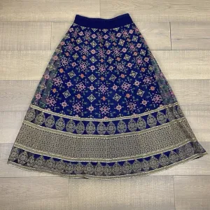 Soft Surroundings Maxi Skirt Womens Size S Blue Embroidered Endless Night Navy