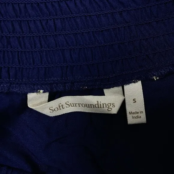 Soft Surroundings Maxi Skirt Womens Size S Blue Embroidered Endless Night Navy