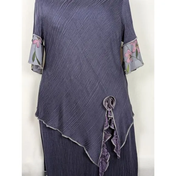 Spencer Alexis Vtge sz14 90's blueGray top   maxi skirt Bust to 44 skirt Len 40&quot;