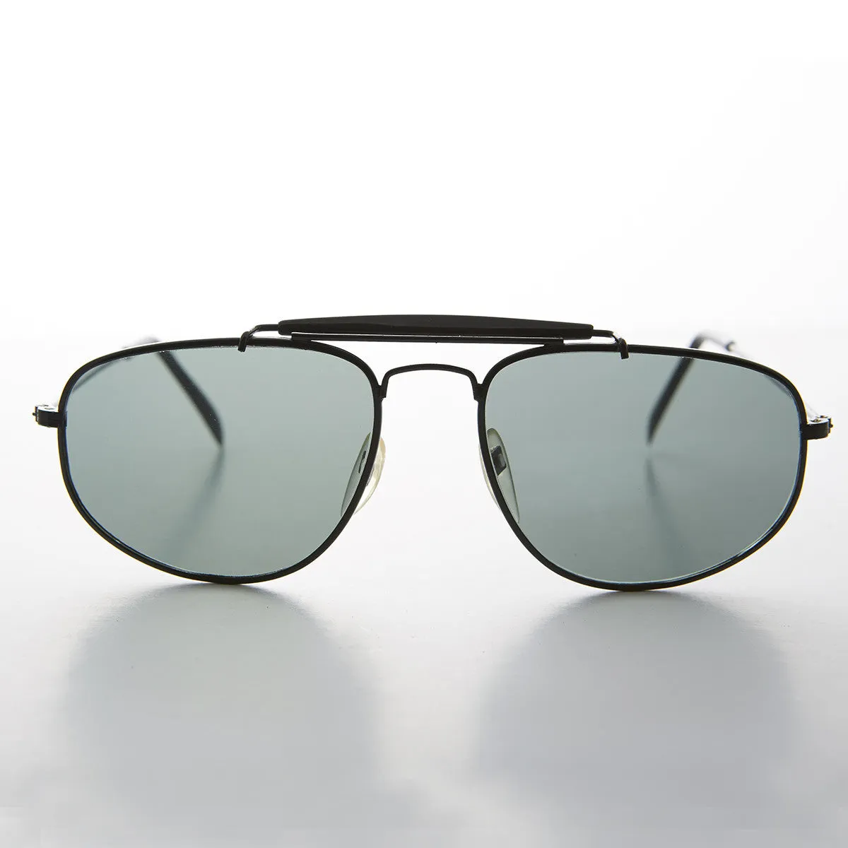 Square Aviator with Brow Bar and Glass Lens Vintage Sunglass - Dusty
