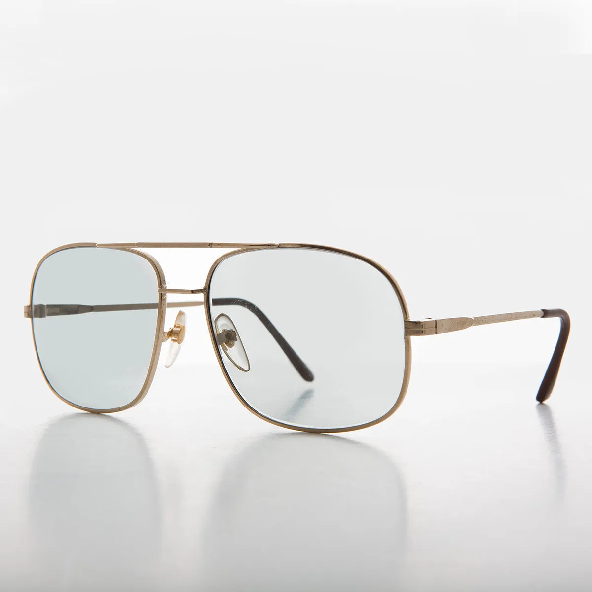Square Metal Vintage Aviator Sunglass with Glass Transition Lenses - Bandit
