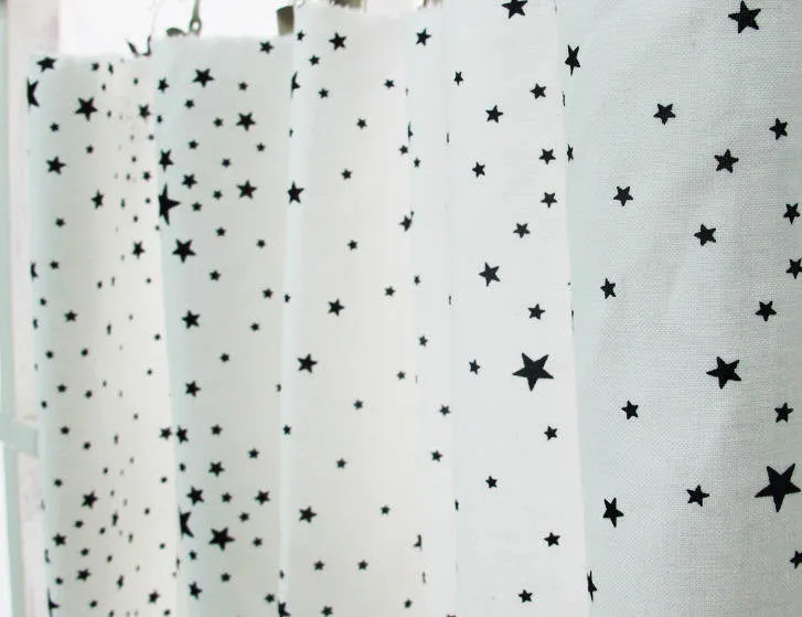 Stars Cotton Fabric - Black Stars or White Stars - By the Yard 53720