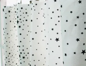 Stars Cotton Fabric - Black Stars or White Stars - By the Yard 53720